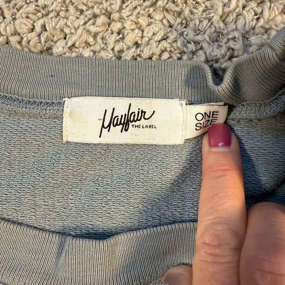 Mayfair The Label Oversized Crewneck One Size Womens Light Blue MF Logo - Picture 2 of 8